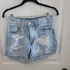 Aeropostale Light Wash Ripped Jean Shorts